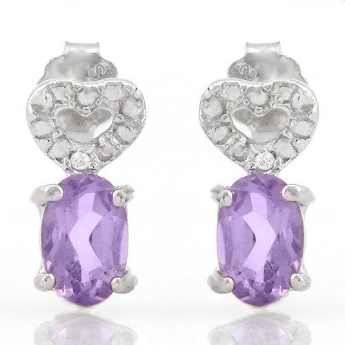 4/5 CARAT AMETHYST & DIAMOND 925 STERLING SILVER EARRINGS