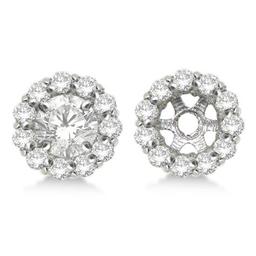 Round Diamond Earring Jackets for 8mm Studs 14K White Gold (1.00ct)