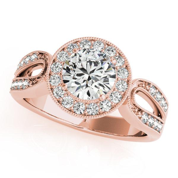 CERTIFIED 18K ROSE GOLD .92 CT G-H/VS-SI1 DIAMOND HALO ENGAGEMENT RING