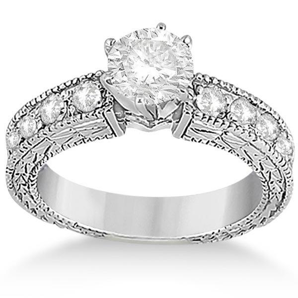 1.50ct Antique Style Diamond Engagement Ring 14k White Gold