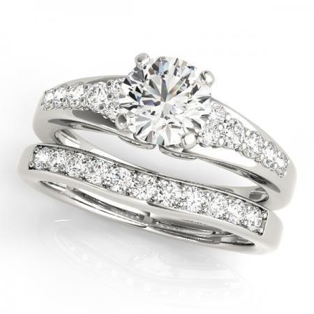 CERTIFIED 18KT WHITE GOLD 1.07 CT G-H/VS-SI1 DIAMOND BRIDAL SET