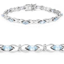 6.20 Carat Genuine Blue Topaz .925 Sterling Silver Bracelet