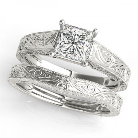 CERTIFIED 18KT WHITE GOLD 1.00 CT G-H/VS-SI1 DIAMOND SOLITAIRE BRIDAL SET