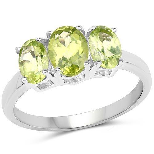 1.73 Carat Genuine Peridot .925 Sterling Silver Ring