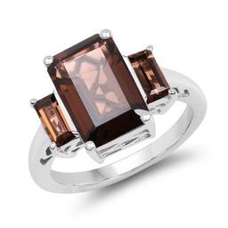 4.30 Carat Genuine Smoky Quartz .925 Sterling Silver Ring