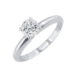 Certified 0.88 CTW Round Diamond Solitaire 14k Ring D/I2