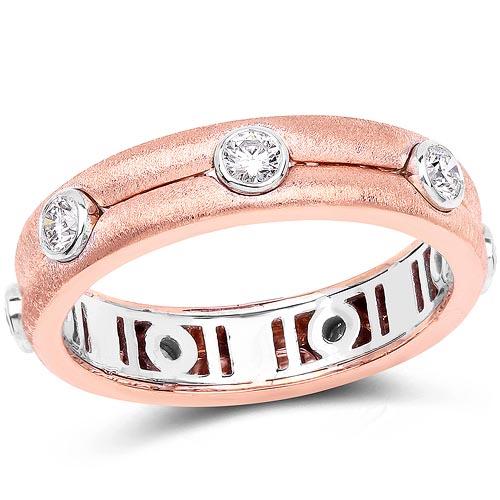 0.46 Carat Genuine White Diamond 14K White & Rose Gold Ring (G-H Color SI1-SI2 Clarity)