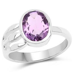 2.15 Carat Genuine Amethyst .925 Sterling Silver Ring