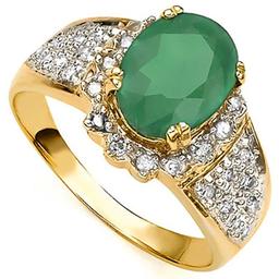 14K EMERALD & WHITE DIAMOND 1.58 CTW Ring