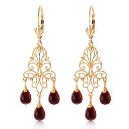 3.75 Carat 14K Solid Gold Chandelier Earrings Natural Garnet