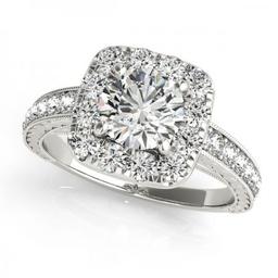 CERTIFIED PLATINUM 1.43 CTW G-H/VS-SI1 DIAMOND HALO ENGAGEMENT RING