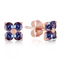 1.15 Carat 14K Solid Rose Gold Stud Earrings Natural Tanzanite