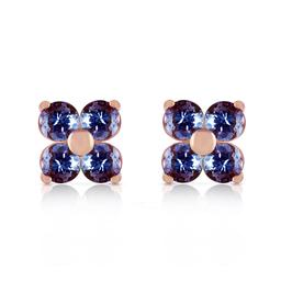 1.15 Carat 14K Solid Rose Gold Stud Earrings Natural Tanzanite