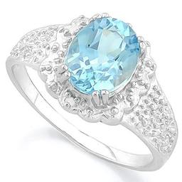 2 1/2 CARAT BABY SWISS BLUE TOPAZ DIAMOND 925 STERLING SILVER RING