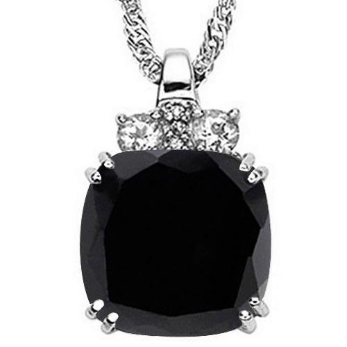 9.6 CTW GENUINE BLACK SAPPHIRE & 0.28 CTW WHITE TOPAZ & GENUINE DIAMOND (3 PCS) 10KT SOLID WHITE GOL