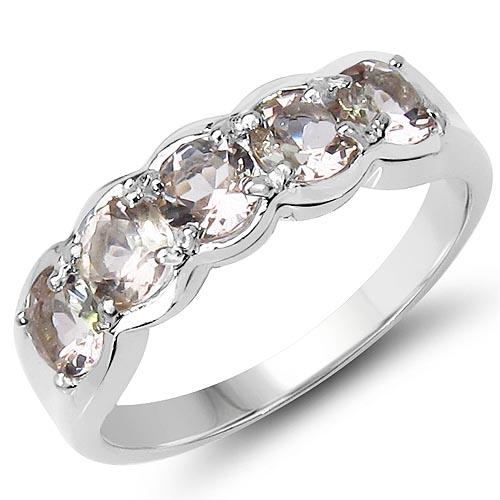 1.25 CTW Genuine Morganite .925 Sterling Silver Ring