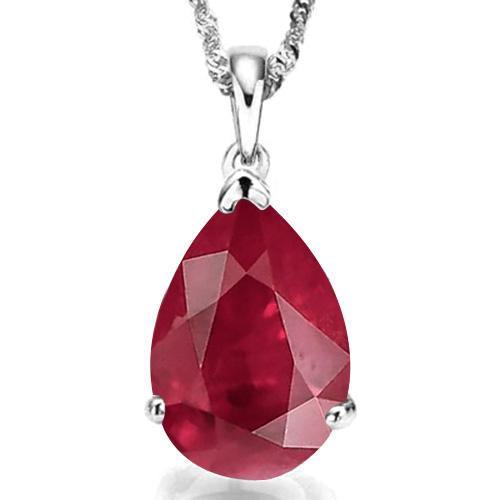 1.0 CTW RUBY 10K SOLID WHITE GOLD PEAR SHAPE PENDANT
