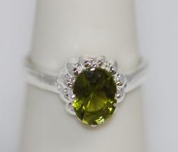 GREEN CZ  .925 STERLING SILVER RING