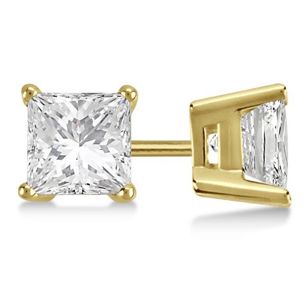 CERTIFIED 0.5 CTW PRINCESS G/VS1 DIAMOND SOLITAIRE EARRINGS IN 14K YELLOW GOLD