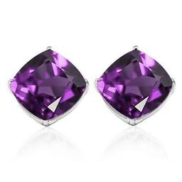 1.75 CTW AMETHYST 10K SOLID WHITE GOLD CUSHION SHAPE EARRING