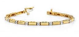 14K YELLOW GOLD 1 CTW G-H I1/I2 DIAMOND AND BAR BRACELET