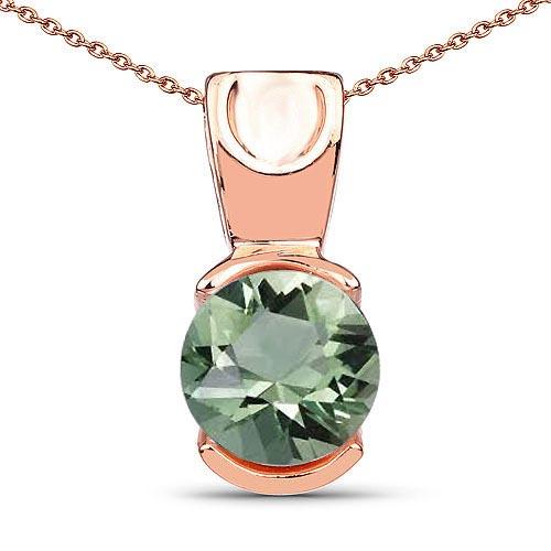 1.20 CTW Genuine Green Amethyst 14K Rose Gold Pendant