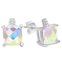 3 CTW MERCURY MYSTIC TOPAZ 925 STERLING SILVER EARRINGS