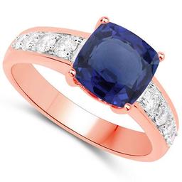 2.28 CTW Genuine Blue Sapphire And Diamond 14K R Gold Rings