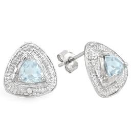 2/3 CTW AQUAMARINE 925 STERLING SILVER EARRINGS