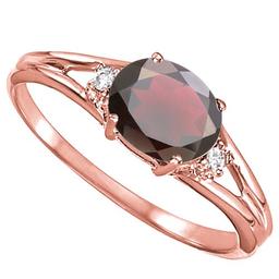 0.66 CARAT GARNET & 0.02 CTW DIAMOND 10KT SOLID RED GOLD RING