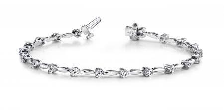 14K WHITE GOLD 1 CTW G-H I1/I2 ALTERNATING DIAMOND DROP BRACELET