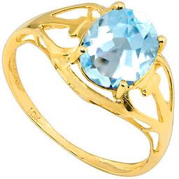 2.07 CT SKY BLUE TOPAZ 10KT SOLID YELLOW GOLD RING