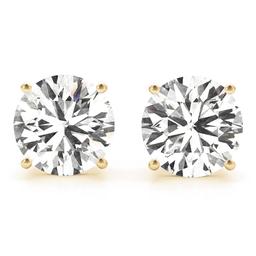 CERTIFIED 0.4 CTW ROUND D/I1 DIAMOND SOLITAIRE EARRINGS IN 14K YELLOW GOLD