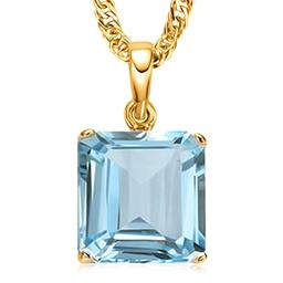 1.4 CTW SKY BLUE TOPAZ 10K SOLID YELLOW GOLD SQUARE SHAPE PENDANT