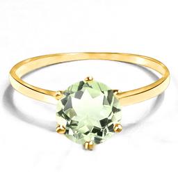 0.74 CT GREEN AMETHYST 10KT SOLID YELLOW GOLD RING