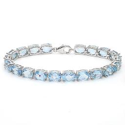 22.45 CT SKY BLUE TOPAZ 925 STERLING SILVER TENNIS BRACELET IN OVAL SHAPE