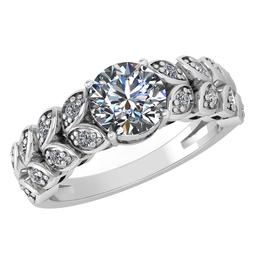 Certified 1.47 Ctw Diamond Wedding/Engagement Style 14K White Gold Halo Ring (SI2/I1)