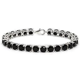 27 CT CREATED BLACK SAPPHIRE 925 STERLING SILVER TENNIS BRACELET IN ROUDN SHAPE