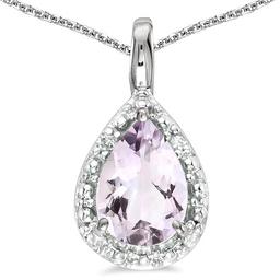 0.37 CARAT PINK AMETHYST & CZ 14KT SOLID WHITE GOLD PENDANT