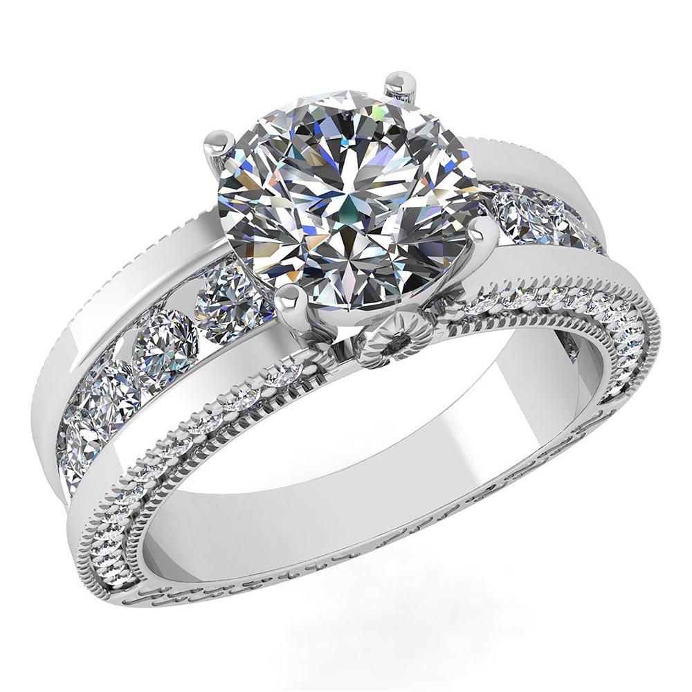 Certified 2.23 Ctw Diamond Wedding/Engagement 14K White Gold Halo Ring