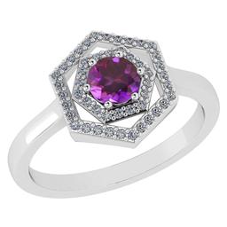 Certified 0.69 Ctw Amethyst And Diamond Platinum Halo Ring