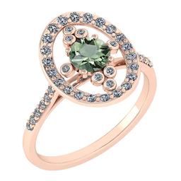 Certified 0.73 Ctw Green Amethyst And Diamond VS/SI1 Halo Ring 14K Rose Gold Made In USA