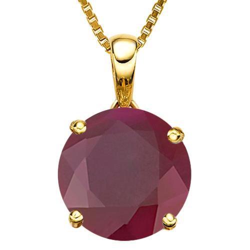 1.07 CTW RUBY 10K SOLID YELLOW GOLD ROUND SHAPE PENDANT