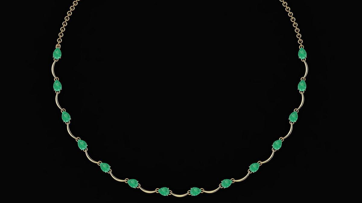 Certified 10.05 Ctw Emerald Necklace 14K Yellow Gold