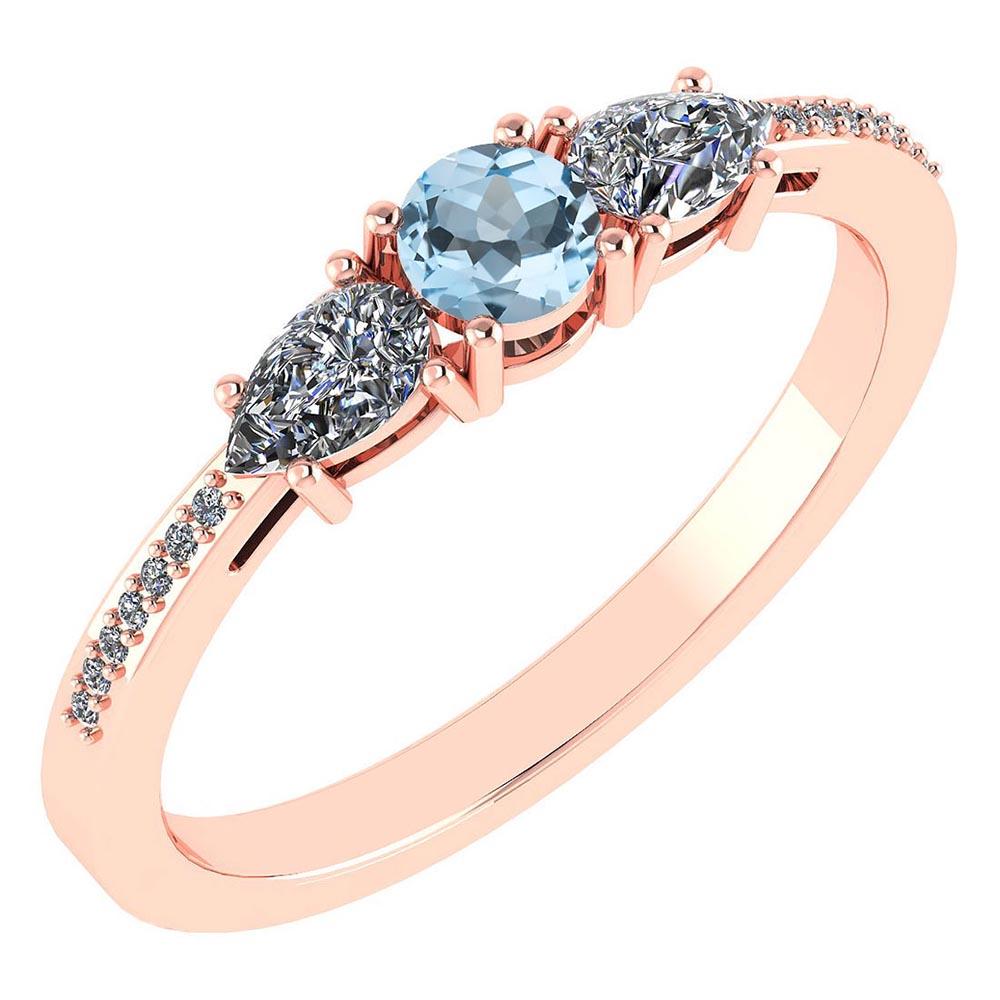 Certified 0.77 Ctw Aquamarine And Diamond 18K Rose Gold Halo Ring G-H VSSI1