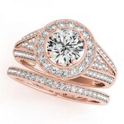 CERTIFIED 14KT ROSE GOLD 0.95 CTW G-H/VS-SI1 DIAMOND HALO BRIDAL SET