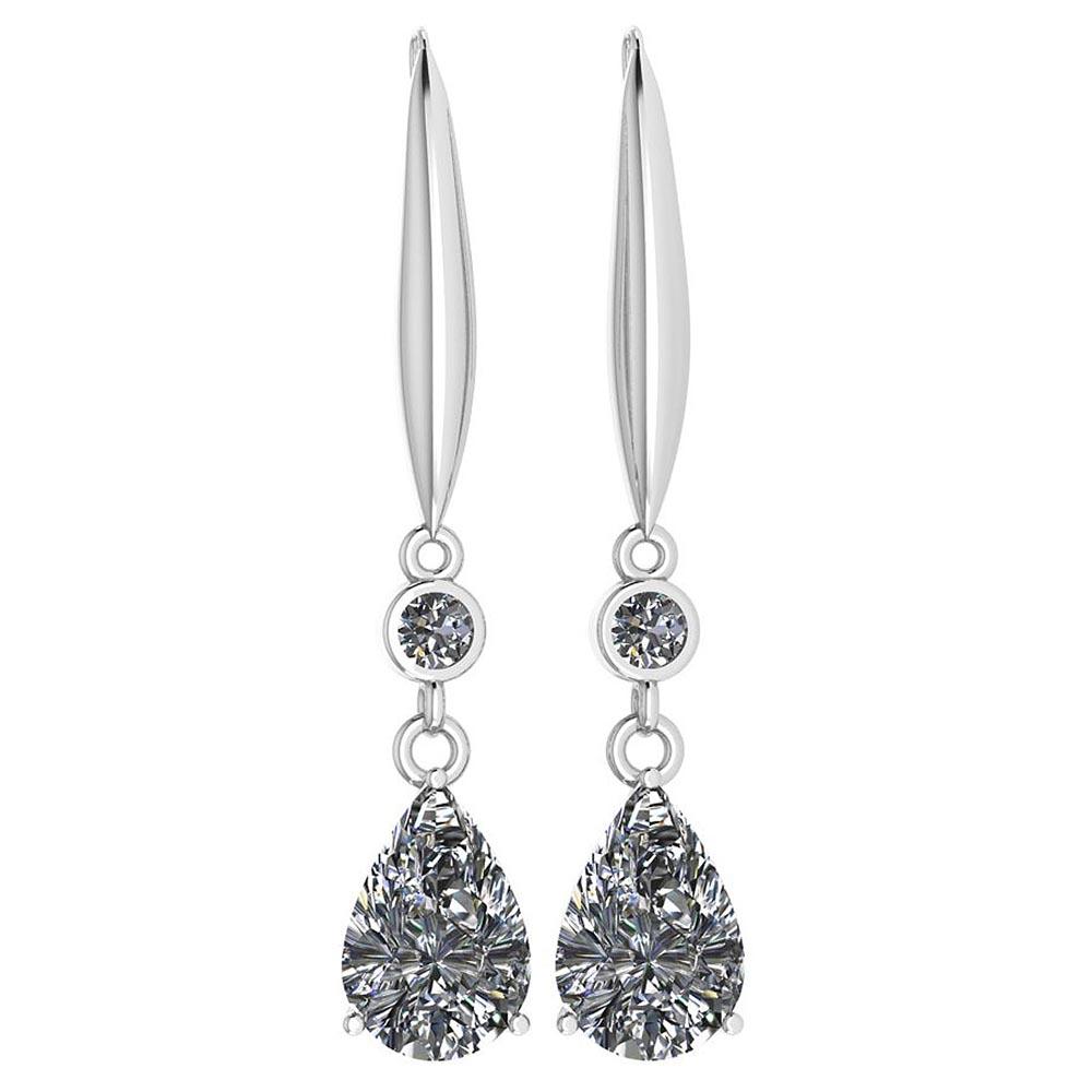 Certified 5.70 Ctw Diamond Dangling Earrings 18K White Gold Made In USA