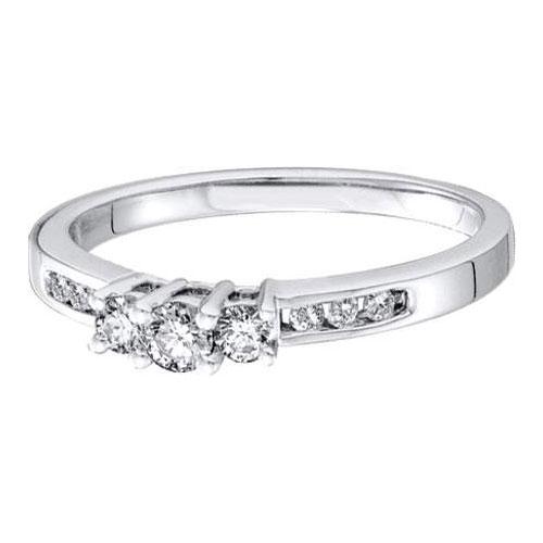 14KT White Gold 0.25CTW DIAMOND LADIES 3 STONE BRIDAL RING