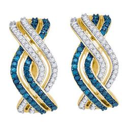 10K Yellow-gold 0.61CTW BLUE DIAMOND FASHION HOOPS EARRINGS