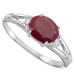 0.64 CARAT RUBY & 0.02 CTW DIAMOND 10KT SOLID WHITE GOLD RING